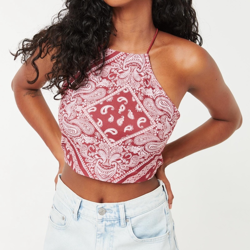 Ardene High Neck Bungee Paisley Print Tank Top